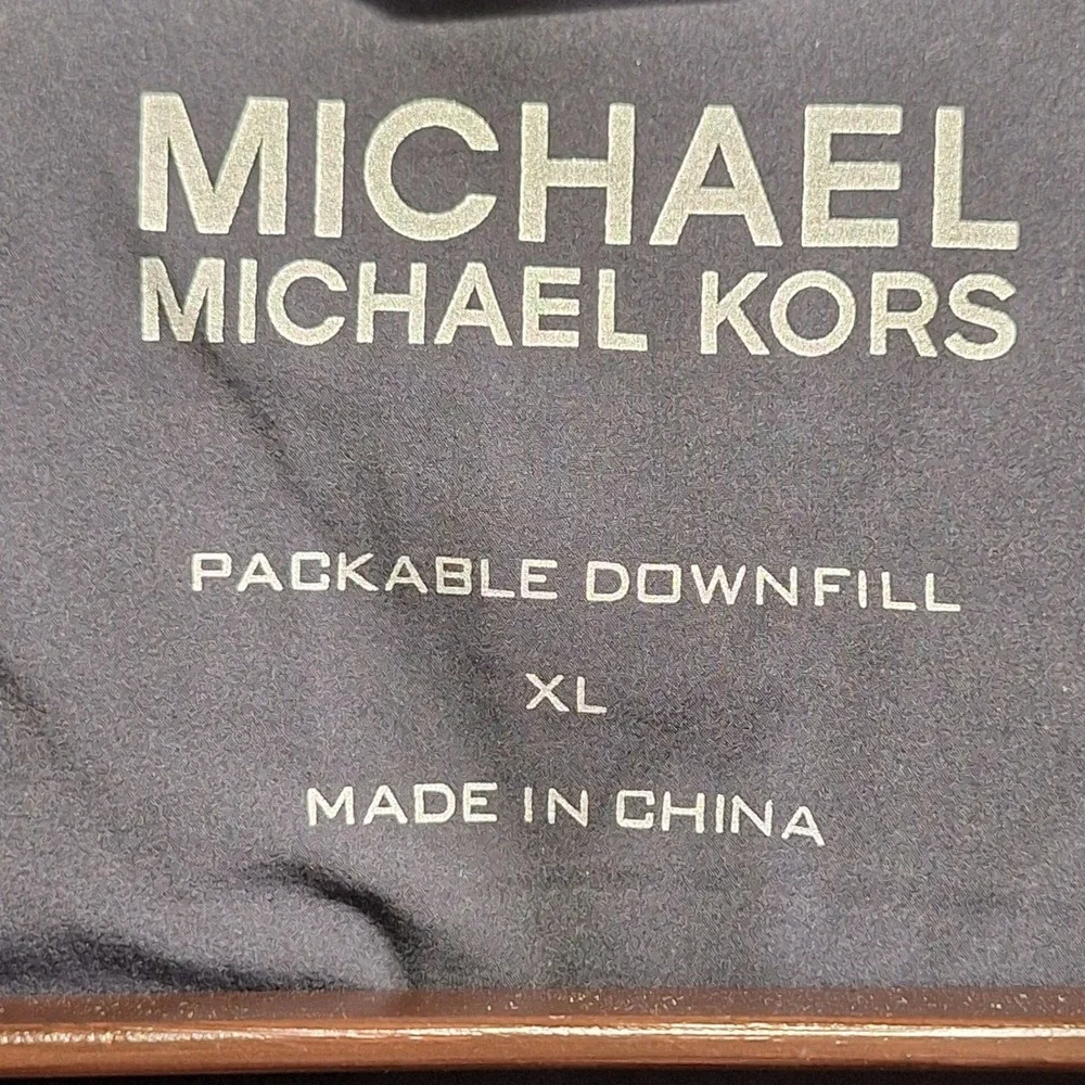 Michael Kors Puffer Jacket Womens XL Black Packable Downfill Hooded Full Zip